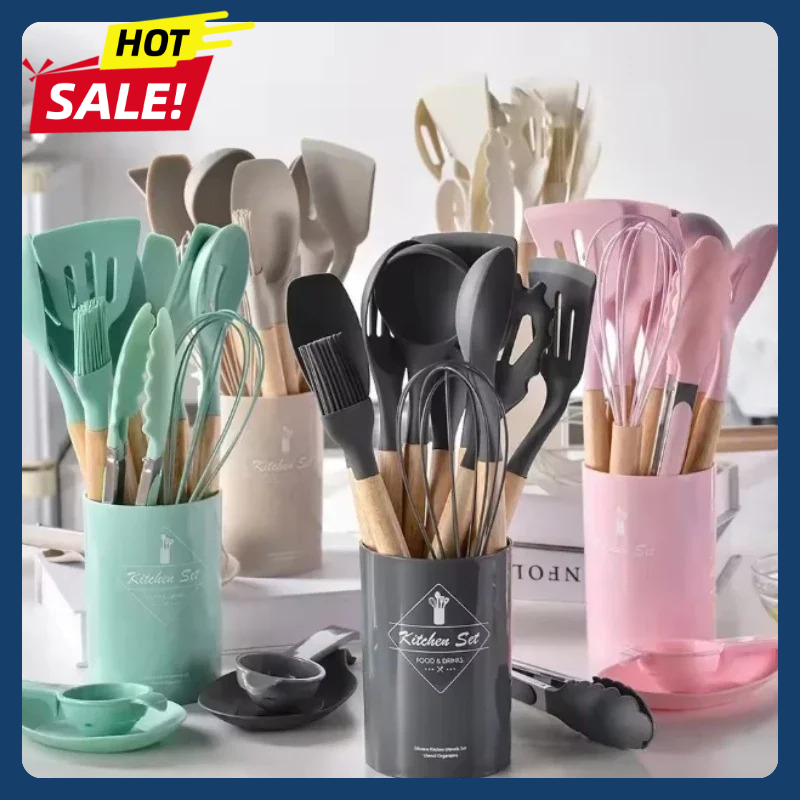 Silicone Spatula Set - Set di 12 Utensili in Silicone