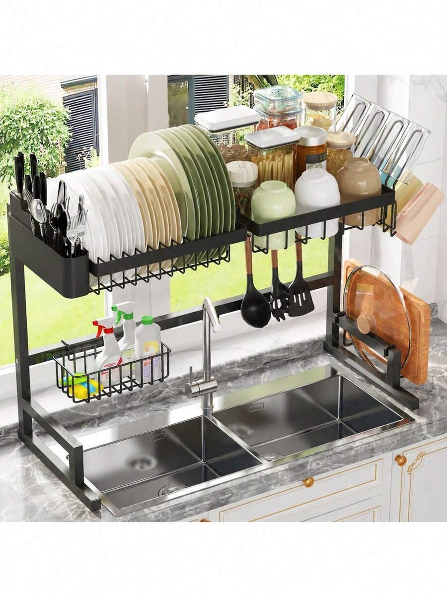 Kitchen Utensil Holder - Scolapiatti a 2 livelli salvaspazio in