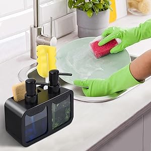 Set dispenser per sapone per l - Kitchen Gadgets Dispenser Brush Holder recensione e prezzo