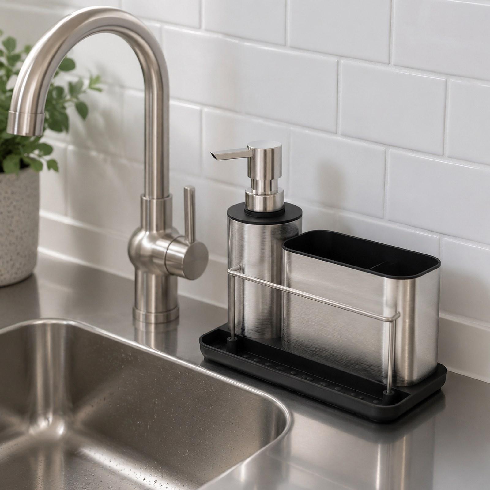 Set Dispenser Sapone da Cucina - Kitchen Gadgets Dispenser Brush Holder recensione e prezzo